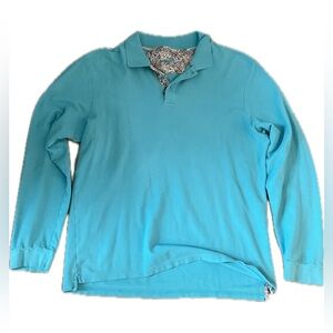 **Bertigo Stylish Turquoise Long Sleeve Polo Shirt
